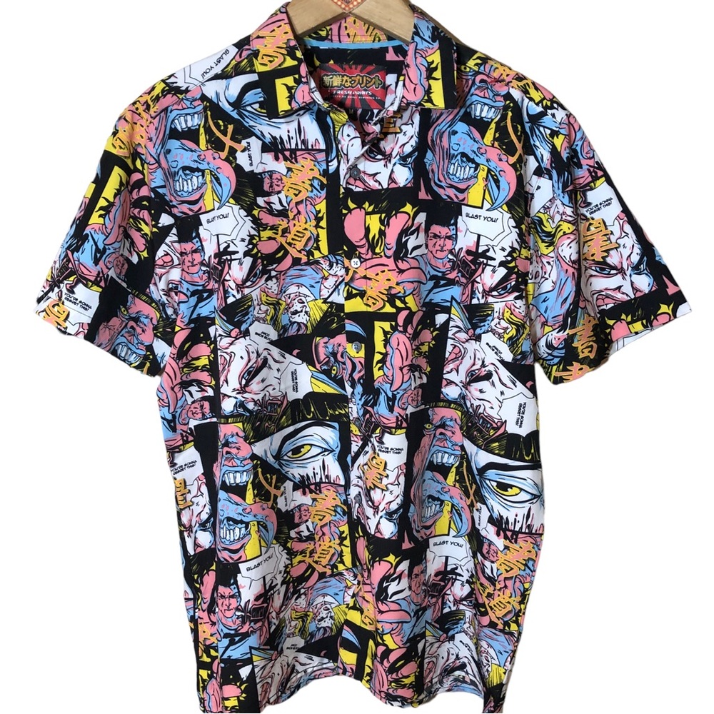 NWOT Fresh Prints of Tokyo by Drill Clothing Co. Comic Strip shirt M